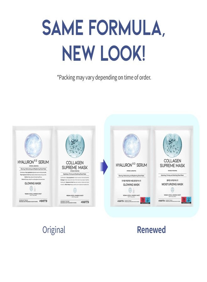 #OOTD Hydrating Soothing Sheet Masks Gift Set for Skincare, Korean Vegan Sheet Mask for Dry, Sensitive Skin, Calming, Smoothing, Brightening, Collagen, Ceramide, Cica, Hyaluronic Acid 30EA - Image 2
